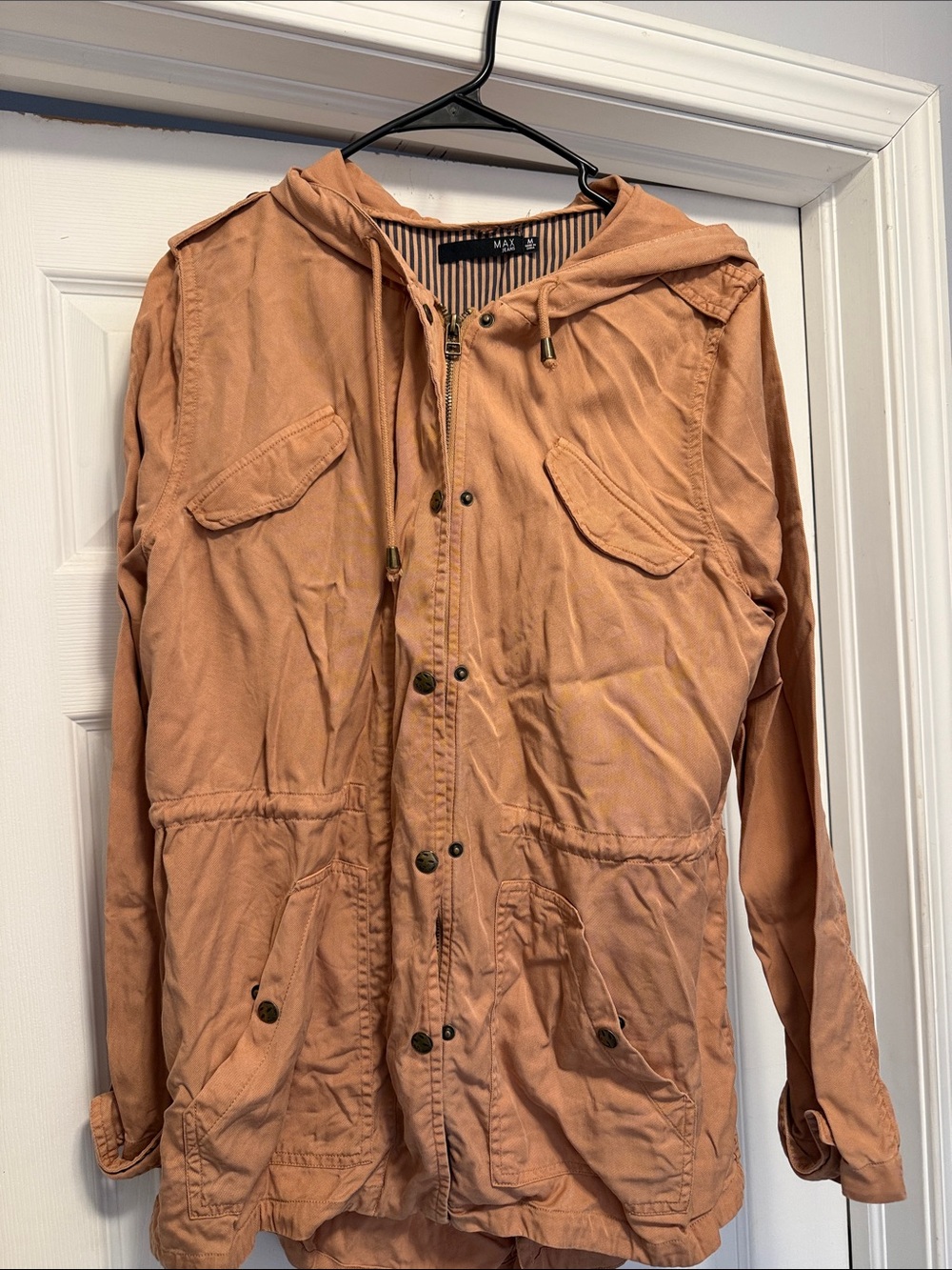 Max Jeans Copper-Tone/ pinkish Hooded Field Jacket women’s size medium